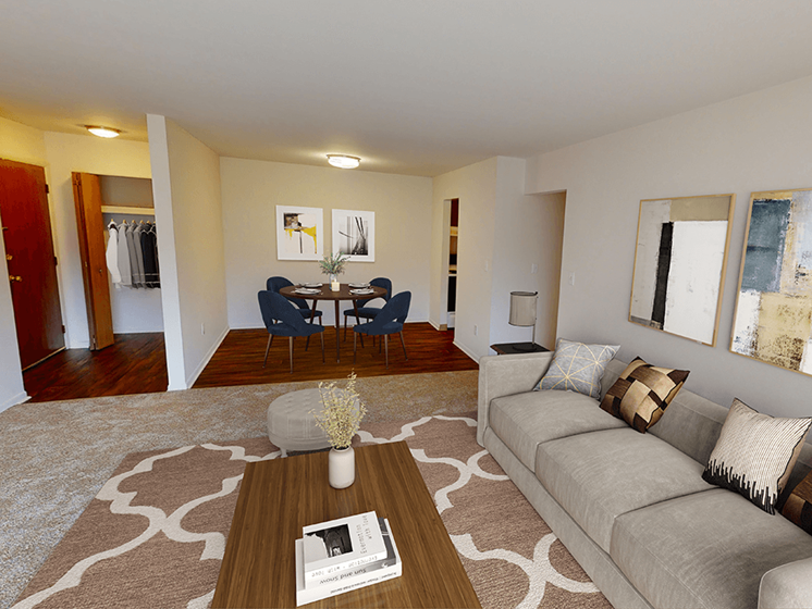 Living room and dinning area in apartment at Chateau Riviera